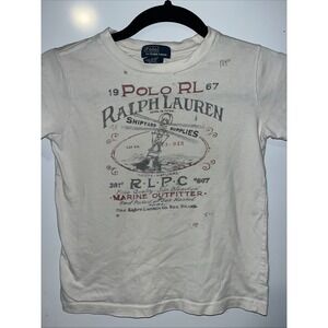 Ralph Lauren Polo Shirt Boys Size 5 Marine Outfitters Nautical Single Stitch VTG